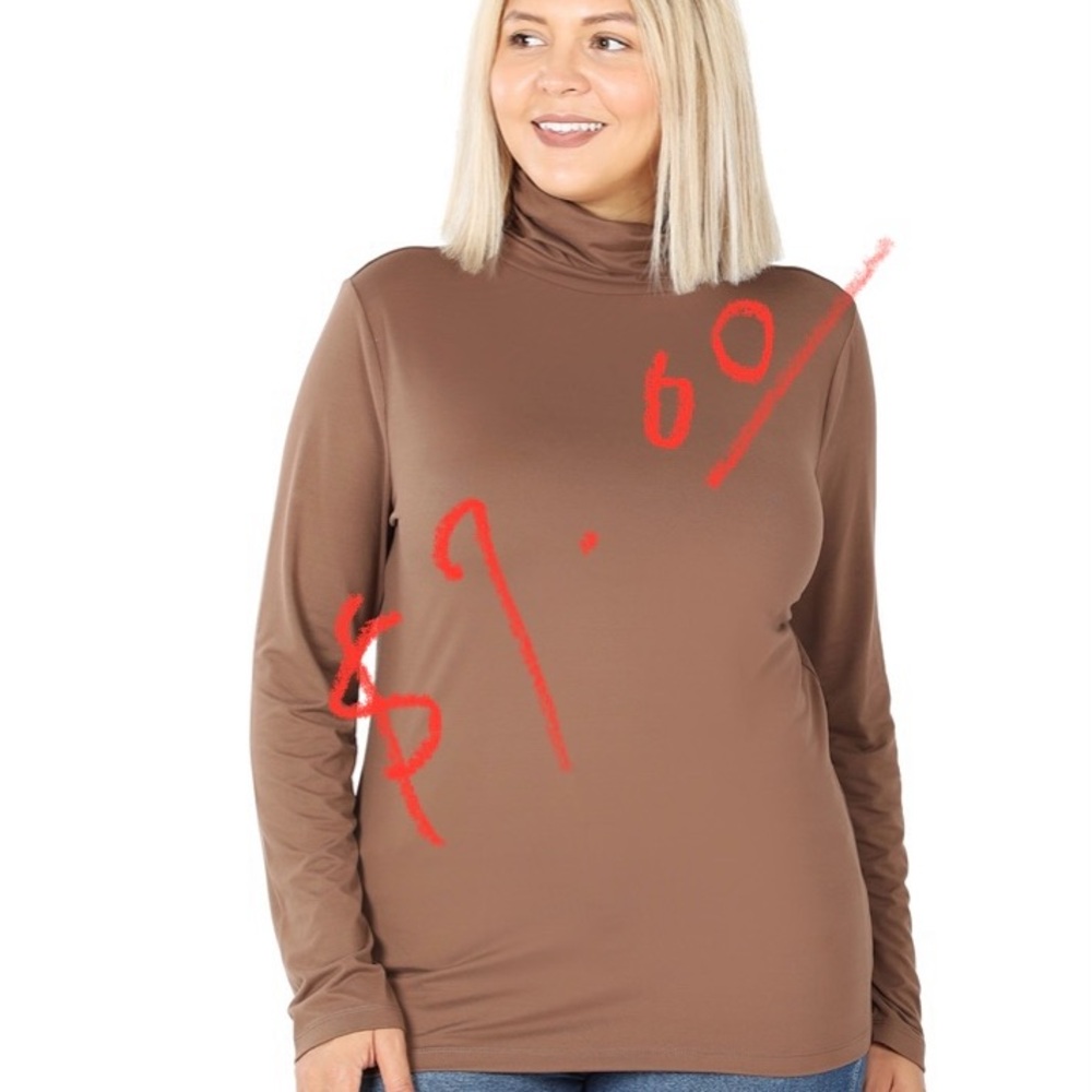 Mocha Turtleneck Long Sleeve Top